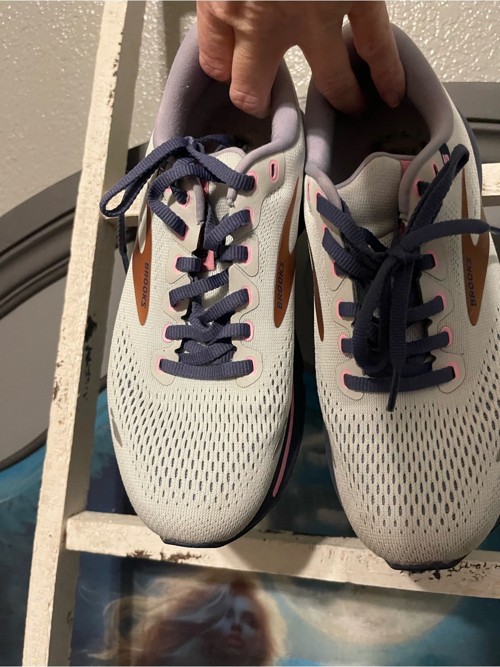 Brooks Women's Running Sneakers - Light Gray, Navy & Rose - Picture 4 of 9